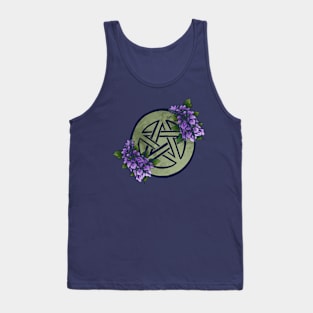 Purple Flower Pentacle Wicca Pentagram Tank Top